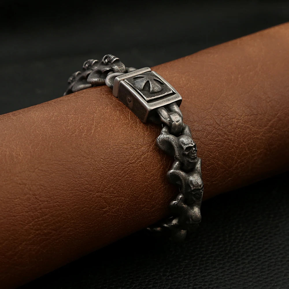 Domineering Skull Bangles Motorcycle Amulet Bracelet. Badass gifts for badass. Badass birthday gifts. Badass Christmas gifts for badasses. Badass skull accessories. Valentine gifts for him. Anniversary gift for him. Anniversary gift for my badass husband. Badass Birthday gift for my badass boyfriend. Badass Birthday gift for my badass husband.