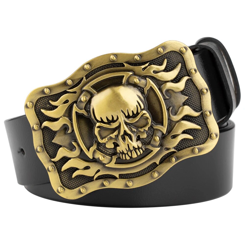 Novelty Crossbones Belt Heavy Metal Skull Face Buckle Skeleton Belts Dark Style Street Hip Hop Rock Waistband Accessories