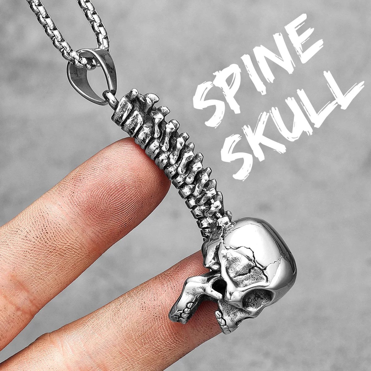 Skull Spine Stainless Steel Necklace Pendant. Badass gifts for badass. Badass birthday gifts. Badass Christmas gifts for badasses. Badass skull accessories. Valentine gifts for him and her. Anniversary gift for him and her. Anniversary gift for my badass husband and wife. Badass Birthday gift for my badass boyfriend and girlfriend. Badass Birthday gift for my badass husband and wife.