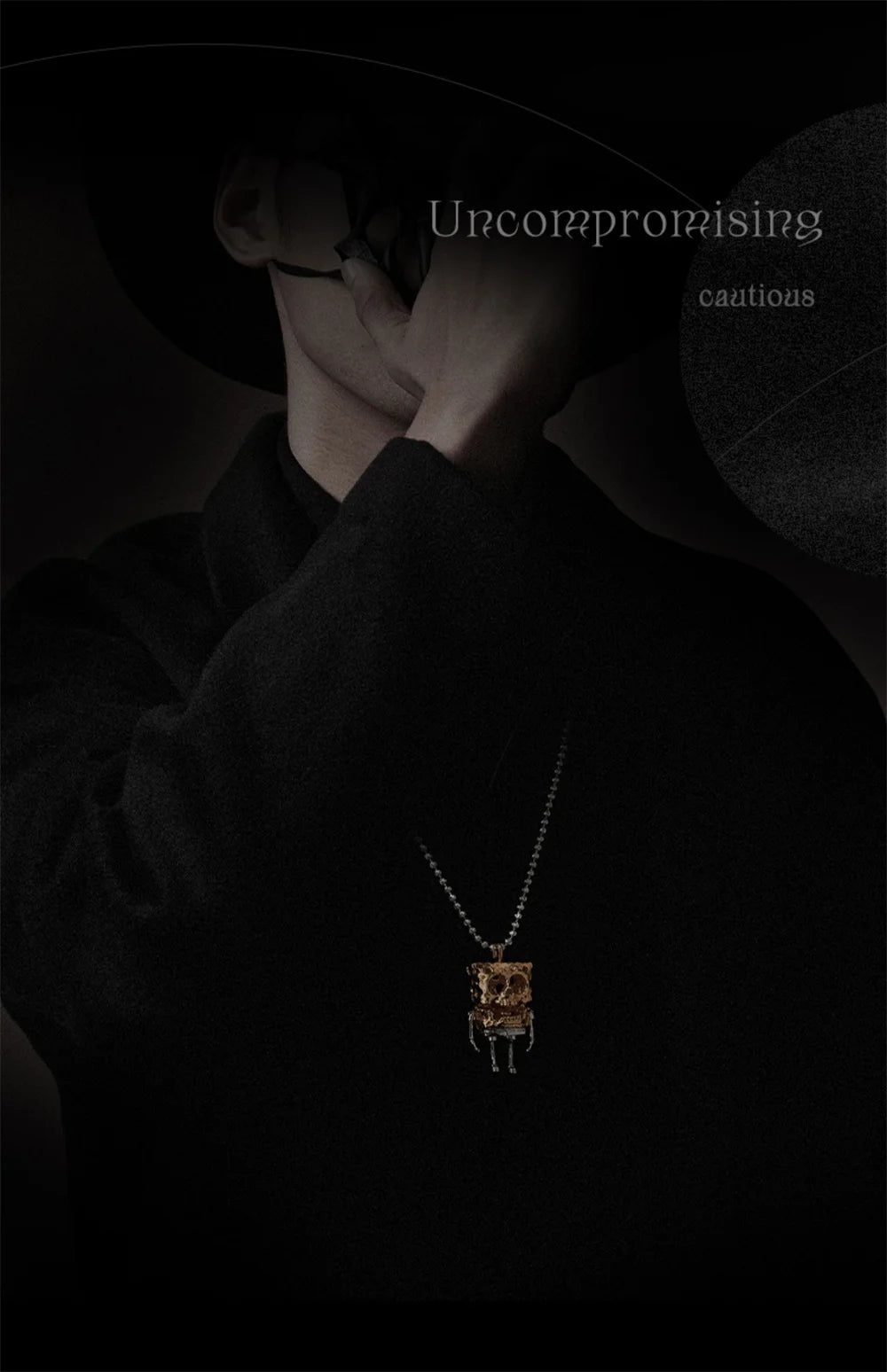 Vintage Gold Skull Pendant Necklace – Unisex Punk Sweater Chain for Couples