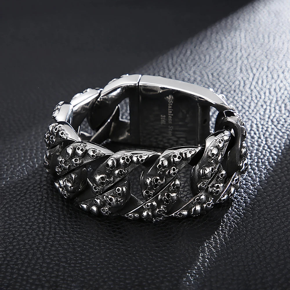 Badass Domineering Skull Chain Bracelet. Badass gifts for badass. Badass birthday gifts. Badass Christmas gifts for badasses. Badass skull accessories. Valentine gifts for him. Anniversary gift for him. Anniversary gift for my badass husband. Badass Birthday gift for my badass boyfriend. Badass Birthday gift for my badass husband. Badass gift for bikers.