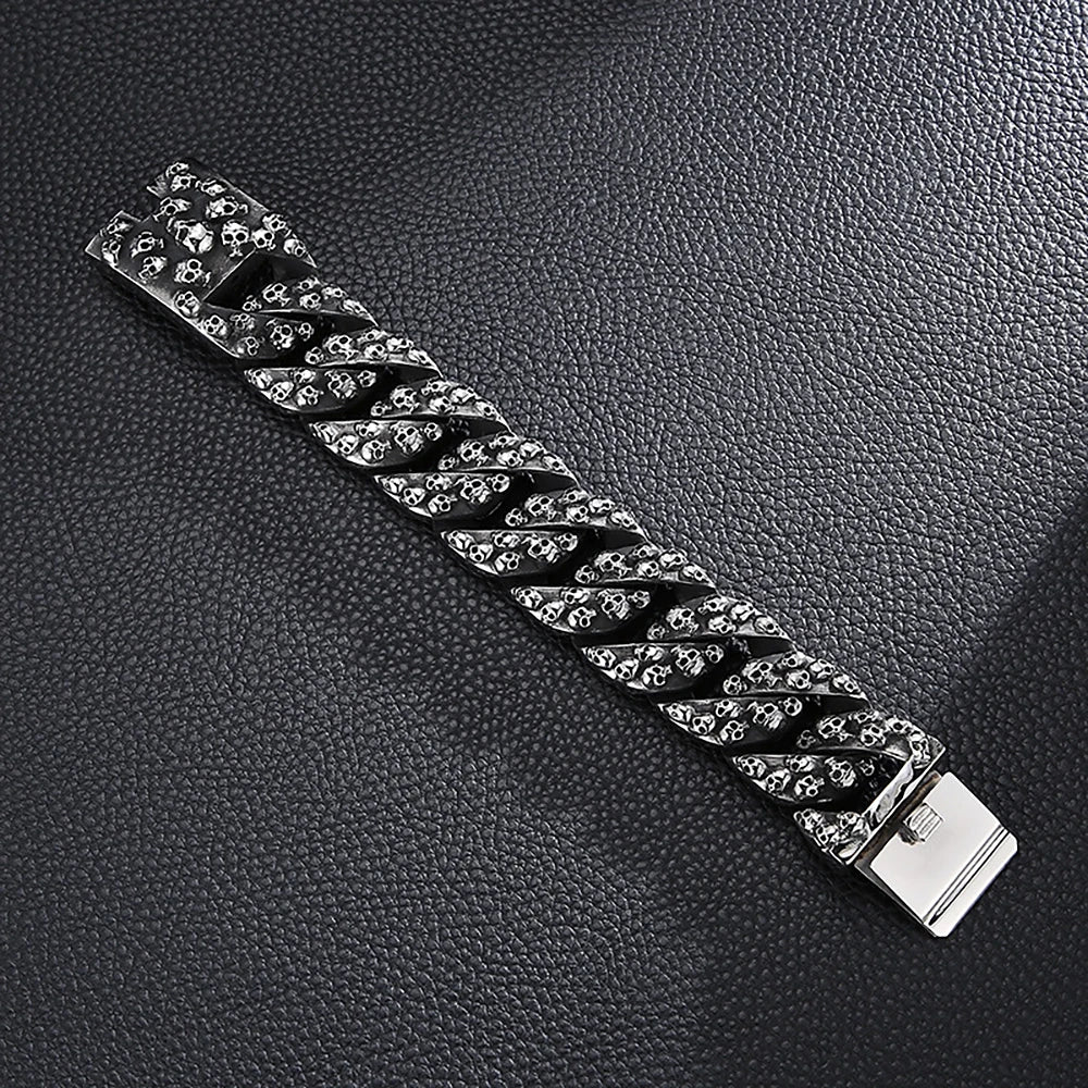Badass Domineering Skull Chain Bracelet. Badass gifts for badass. Badass birthday gifts. Badass Christmas gifts for badasses. Badass skull accessories. Valentine gifts for him. Anniversary gift for him. Anniversary gift for my badass husband. Badass Birthday gift for my badass boyfriend. Badass Birthday gift for my badass husband. Badass gift for bikers.