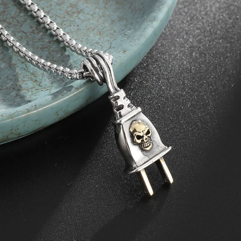 Retro Personality Plug Skull Pendant - Trendy Hip-Hop Sweater Chain Accessory. Badass skull pendant necklace. Badass skull pendant. badass skull jewelry. Badass skull accessories. Badass gift for him. Badass gift for her. Badass birthday gifts.