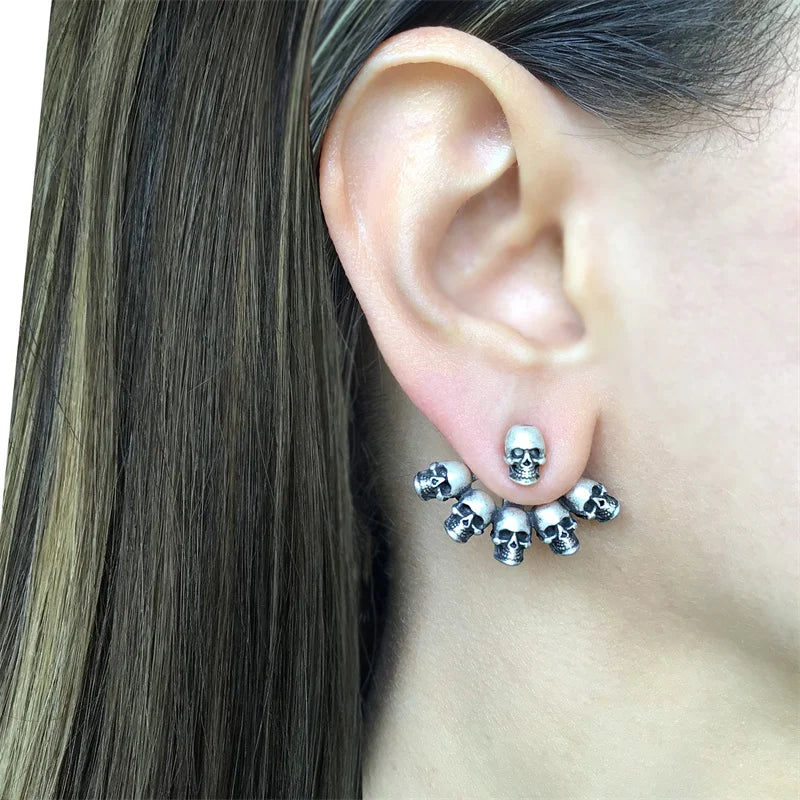 Vintage Gothic Multiple Skull Earrings. Skull earrings for her. Badass gifts for her. Badass gothic birthday gifts. Badass Christmas gifts for badasses. Badass biker skull earrings. Badass Biker skull jewelry. Badass skull jewelry. Badass skull accessories. Valentine gifts for her. Anniversary gift for her. Anniversary gift for my badass husband. Badass Birthday gift for my badass girlfriend. Badass Birthday gift for my badass wife.