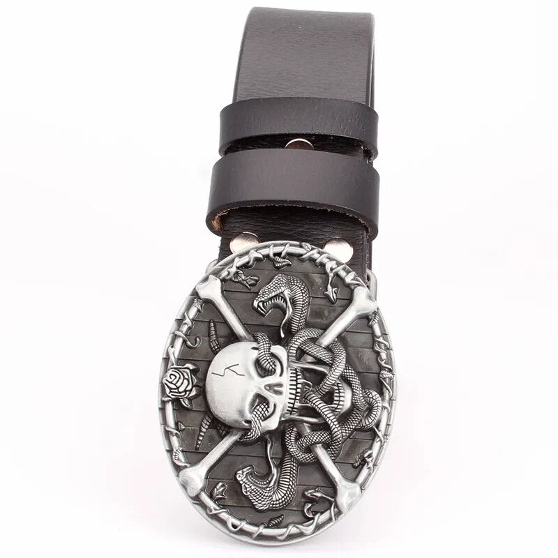 Novelty Crossbones Belt Heavy Metal Skull Face Buckle Skeleton Belts Dark Style Street Hip Hop Rock Waistband Accessories