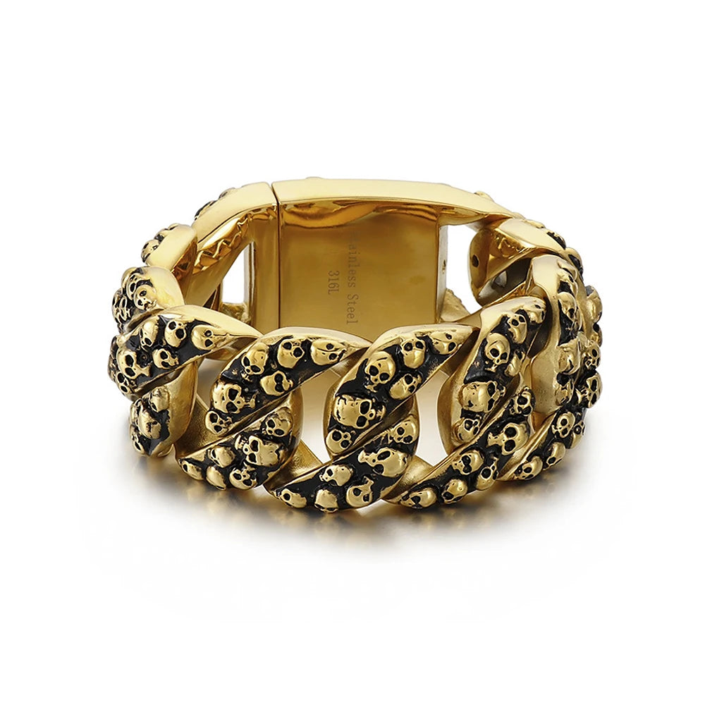 Badass Domineering Skull Chain Bracelet. Badass gifts for badass. Badass birthday gifts. Badass Christmas gifts for badasses. Badass skull accessories. Valentine gifts for him. Anniversary gift for him. Anniversary gift for my badass husband. Badass Birthday gift for my badass boyfriend. Badass Birthday gift for my badass husband. Badass gift for bikers.