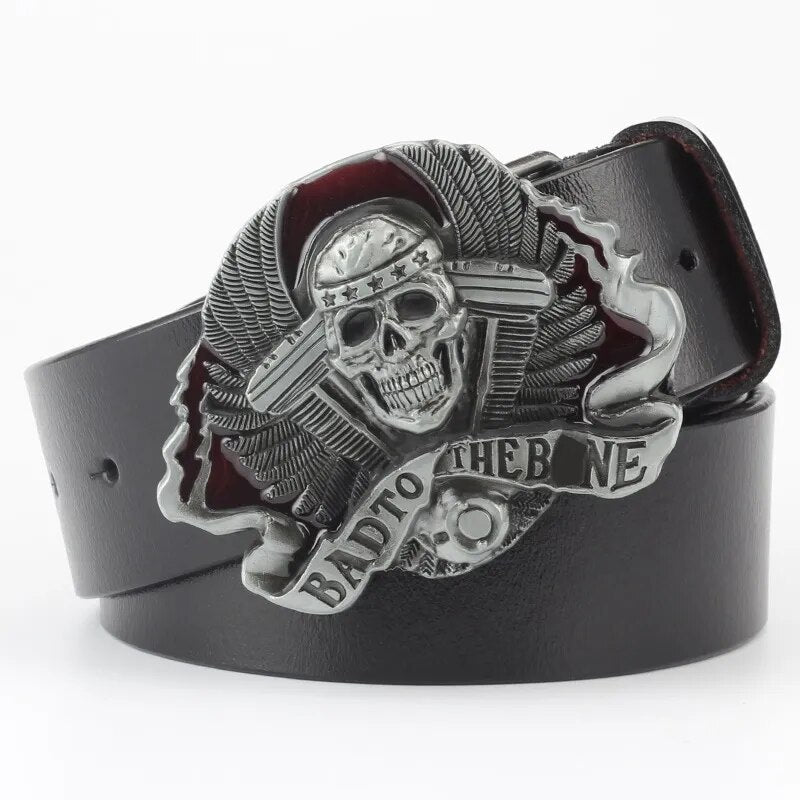 Novelty Crossbones Belt Heavy Metal Skull Face Buckle Skeleton Belts Dark Style Street Hip Hop Rock Waistband Accessories