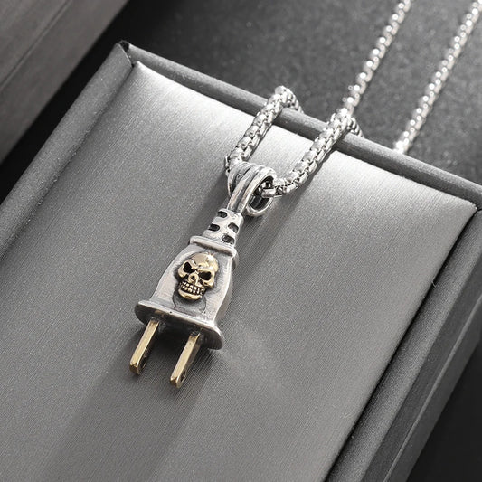Retro Personality Plug Skull Pendant - Trendy Hip-Hop Sweater Chain Accessory. Badass skull pendant necklace. Badass skull pendant. badass skull jewelry. Badass skull accessories. Badass gift for him. Badass gift for her. Badass birthday gifts.