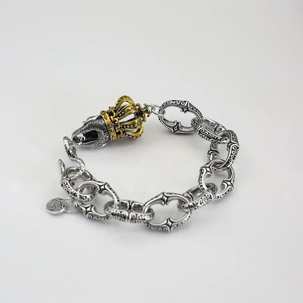 Vintage Crown Clown Circle Bracelet. Badass gifts for badass. Badass birthday gifts. Badass Christmas gifts for badasses. Badass skull accessories. Valentine gifts for him. Anniversary gift for him. Anniversary gift for my badass husband. Badass Birthday gift for my badass boyfriend. Badass Birthday gift for my badass husband.