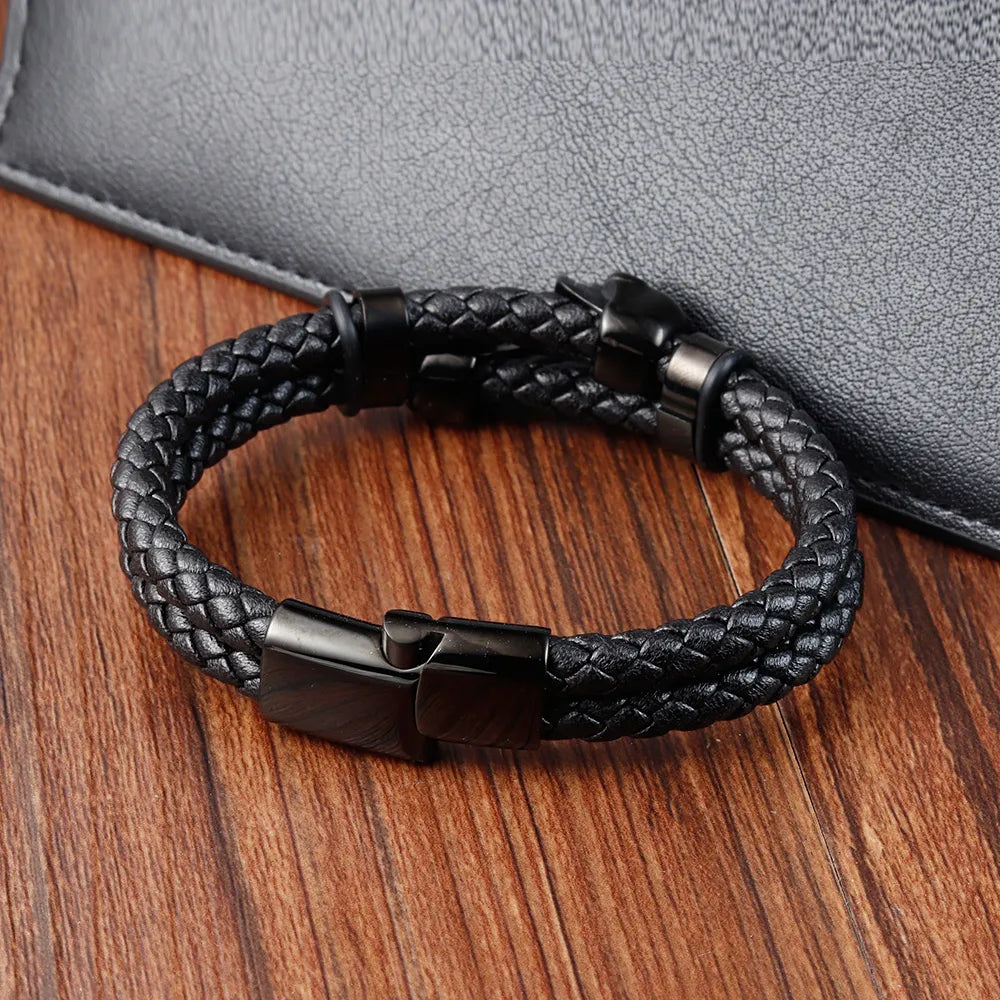 Multi-Layer Punk Stainless Steel Charm Leather Bracelet - Men's Magnetic Skull Bangle. Badass gifts for badass. Badass birthday gifts. Badass Christmas gifts for badasses. Badass skull accessories. Valentine gifts for him. Anniversary gift for him. Anniversary gift for my badass husband. Badass Birthday gift for my badass boyfriend. Badass Birthday gift for my badass husband.