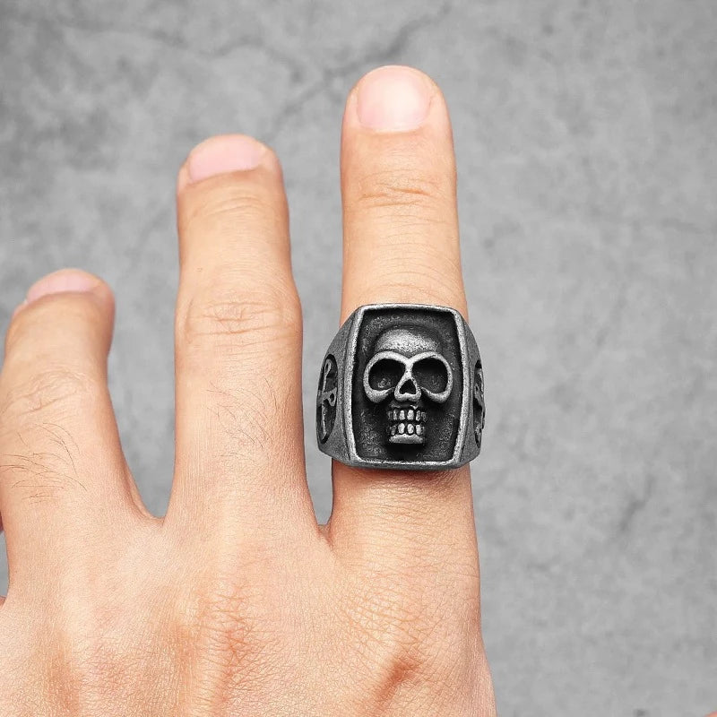 Gothic Vintage 316L Stainless Steel Convex Skull Ring. Badass gifts for badass. Badass birthday gifts. Badass Christmas gifts for badasses. Badass skull accessories. Valentine gifts for him. Anniversary gift for him. Anniversary gift for my badass husband. Badass Birthday gift for my badass boyfriend. Badass Birthday gift for my badass husband.