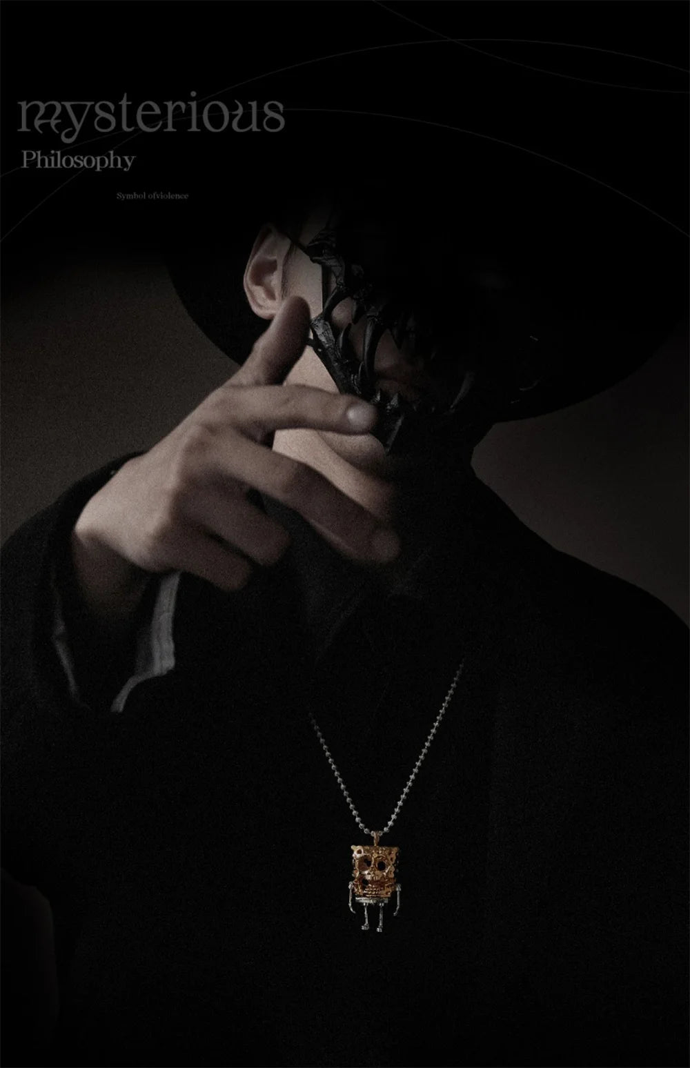 Vintage Gold Skull Pendant Necklace – Unisex Punk Sweater Chain for Couples