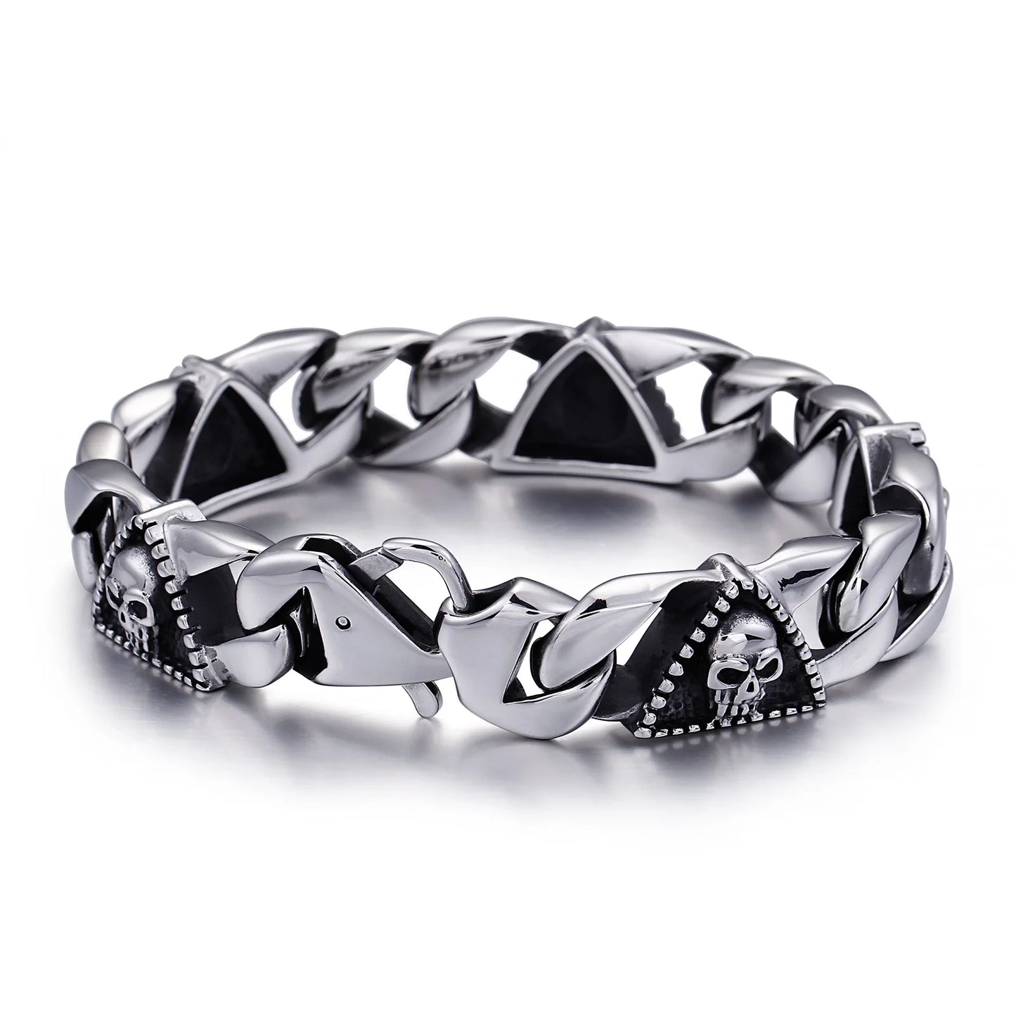 23cm Heavy Skull Head Men Bracelet