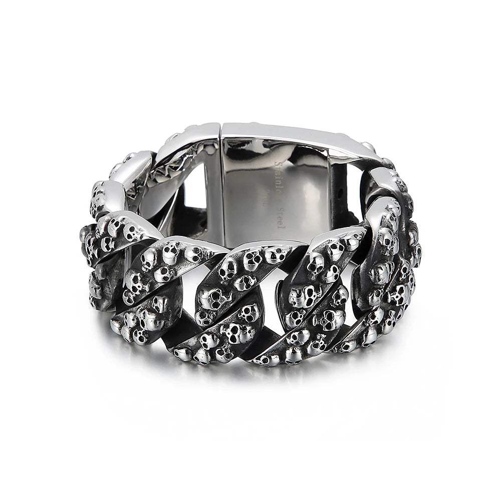 Badass Domineering Skull Chain Bracelet. Badass gifts for badass. Badass birthday gifts. Badass Christmas gifts for badasses. Badass skull accessories. Valentine gifts for him. Anniversary gift for him. Anniversary gift for my badass husband. Badass Birthday gift for my badass boyfriend. Badass Birthday gift for my badass husband. Badass gift for bikers.
