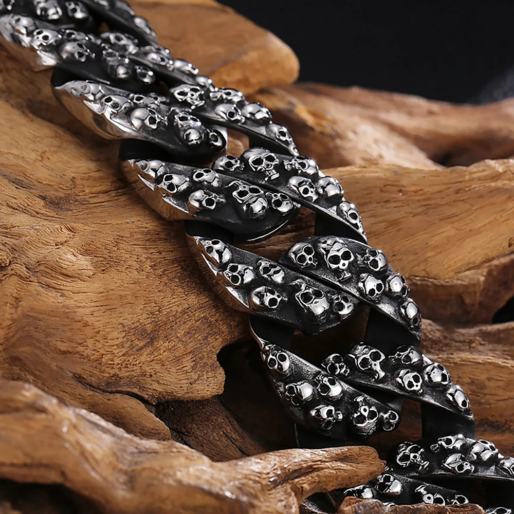 Badass Domineering Skull Chain Bracelet. Badass gifts for badass. Badass birthday gifts. Badass Christmas gifts for badasses. Badass skull accessories. Valentine gifts for him. Anniversary gift for him. Anniversary gift for my badass husband. Badass Birthday gift for my badass boyfriend. Badass Birthday gift for my badass husband. Badass gift for bikers.