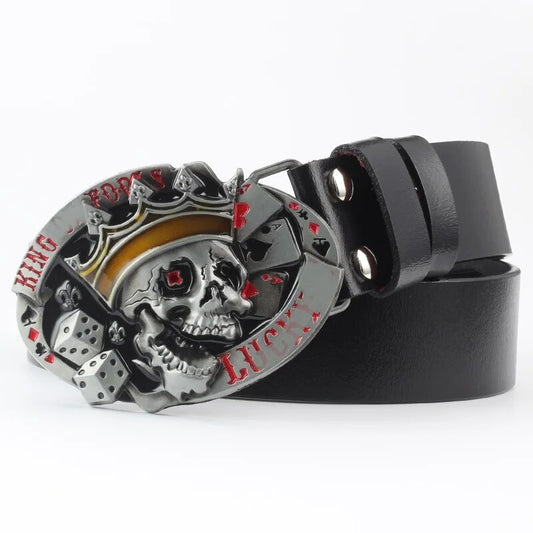 Lucky 13 Biker Skull Buckle Belt. Biker Skull Belt for him. Badass biker skull belt. Badass skull accessories.