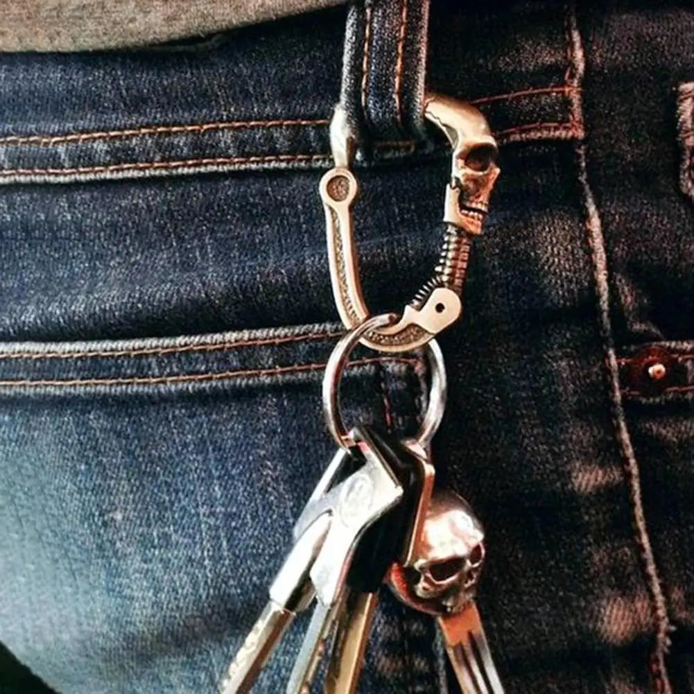 Skull Carabiner Clip – Heavy Duty Stainless Steel Badass Accessory. Skull Carabiner Clip for men. Skull Carabiner Clip for bikers. Unique designed Skull Carabiner Clip.