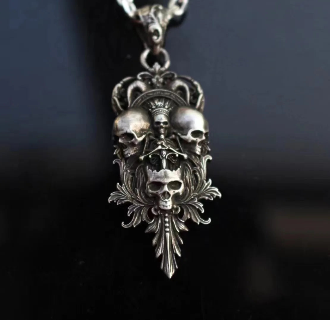Sword Flower Skull Pendant – 925 Sterling Silver Men's Necklace Accessory. Unique Badass birthday gifts. Unique Badass Biker Christmas gifts for badasses. Badass skull accessories. Unique Valentine gifts for him. Unique Anniversary gift for him. Unique Anniversary gift for my badass husband. Unique Badass Birthday gift for my badass boyfriend. Badass Birthday gift for my badass husband. Badass gift for bikers.