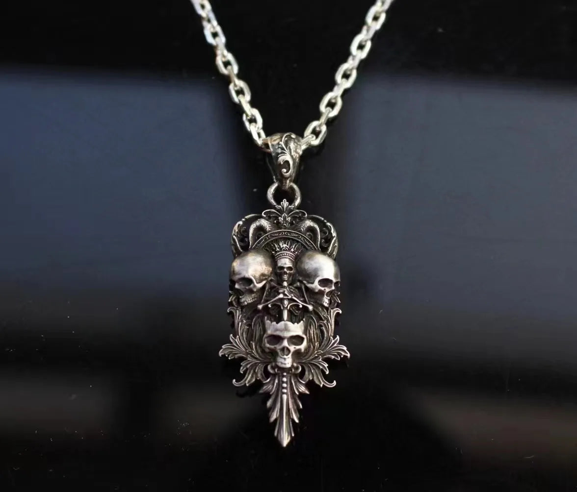 Sword Flower Skull Pendant – 925 Sterling Silver Men's Necklace Accessory. Unique Badass birthday gifts. Unique Badass Biker Christmas gifts for badasses. Badass skull accessories. Unique Valentine gifts for him. Unique Anniversary gift for him. Unique Anniversary gift for my badass husband. Unique Badass Birthday gift for my badass boyfriend. Badass Birthday gift for my badass husband. Badass gift for bikers.