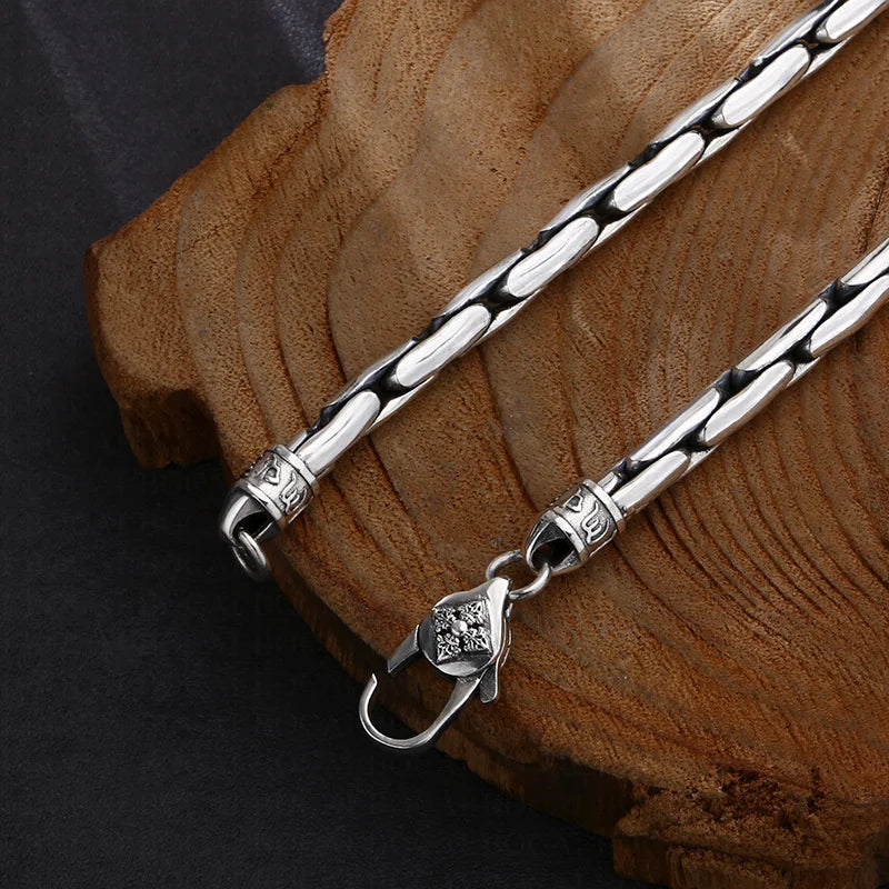 Vajra Pestle Six Syllable Mantra Necklace – 925 Sterling Silver Men's Bamboo Chain. Unique Badass gifts for badass. Unique Badass birthday gifts. Unique Badass Biker Christmas gifts for badasses. Badass skull accessories. Unique Valentine gifts for him. Unique Anniversary gift for him. Unique Anniversary gift for my badass husband. Unique Badass Birthday gift for my badass boyfriend. Badass Birthday gift for my badass husband. Badass gift for bikers.