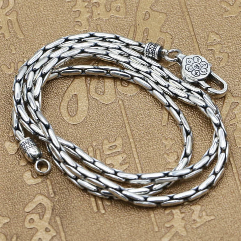 Vajra Pestle Six Syllable Mantra Necklace – 925 Sterling Silver Men's Bamboo Chain. Unique Badass gifts for badass. Unique Badass birthday gifts. Unique Badass Biker Christmas gifts for badasses. Badass skull accessories. Unique Valentine gifts for him. Unique Anniversary gift for him. Unique Anniversary gift for my badass husband. Unique Badass Birthday gift for my badass boyfriend. Badass Birthday gift for my badass husband. Badass gift for bikers.