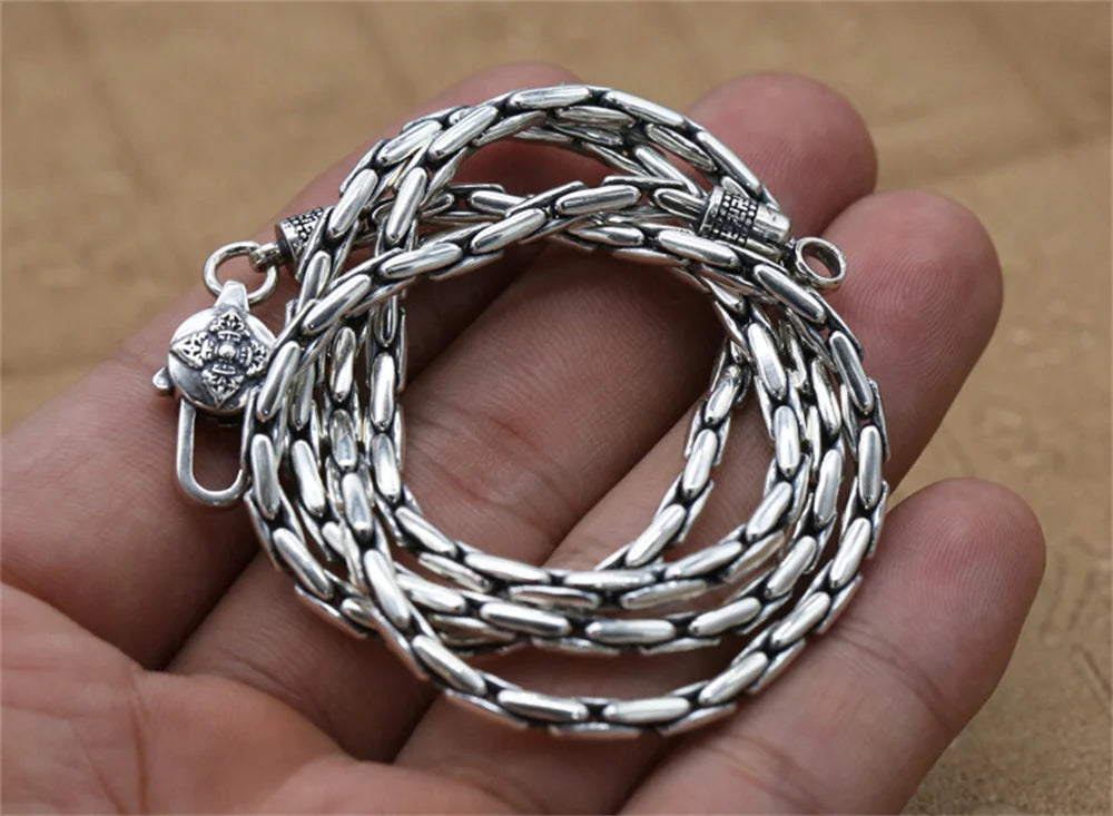 Vajra Pestle Six Syllable Mantra Necklace – 925 Sterling Silver Men's Bamboo Chain. Unique Badass gifts for badass. Unique Badass birthday gifts. Unique Badass Biker Christmas gifts for badasses. Badass skull accessories. Unique Valentine gifts for him. Unique Anniversary gift for him. Unique Anniversary gift for my badass husband. Unique Badass Birthday gift for my badass boyfriend. Badass Birthday gift for my badass husband. Badass gift for bikers.