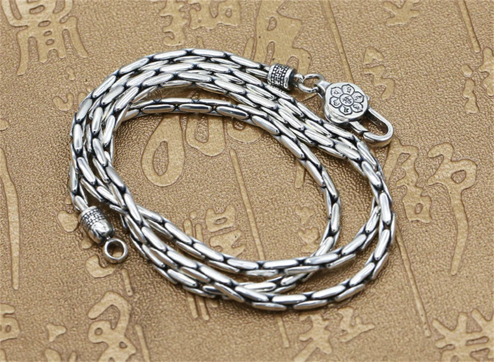 Vajra Pestle Six Syllable Mantra Necklace – 925 Sterling Silver Men's Bamboo Chain. Unique Badass gifts for badass. Unique Badass birthday gifts. Unique Badass Biker Christmas gifts for badasses. Badass skull accessories. Unique Valentine gifts for him. Unique Anniversary gift for him. Unique Anniversary gift for my badass husband. Unique Badass Birthday gift for my badass boyfriend. Badass Birthday gift for my badass husband. Badass gift for bikers.