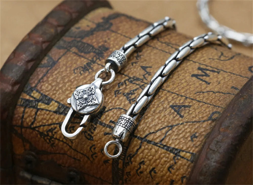 Vajra Pestle Six Syllable Mantra Necklace – 925 Sterling Silver Men's Bamboo Chain. Unique Badass gifts for badass. Unique Badass birthday gifts. Unique Badass Biker Christmas gifts for badasses. Badass skull accessories. Unique Valentine gifts for him. Unique Anniversary gift for him. Unique Anniversary gift for my badass husband. Unique Badass Birthday gift for my badass boyfriend. Badass Birthday gift for my badass husband. Badass gift for bikers.