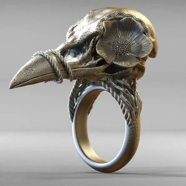 ๐ฅ Vintage Rose Crow Skull Ring โ Unisex Punk Open Ring ๐๐น. Badass skull accessories. Unique Valentine gifts for him. Unique Anniversary gift for him. Unique Anniversary gift for my badass husband. Unique Badass Birthday gift for my badass boyfriend. Badass Birthday gift for my badass husband. Badass gift for bikers.