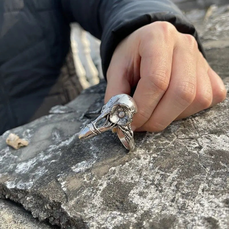 ๐ฅ Vintage Rose Crow Skull Ring โ Unisex Punk Open Ring ๐๐น. Badass skull accessories. Unique Valentine gifts for him. Unique Anniversary gift for him. Unique Anniversary gift for my badass husband. Unique Badass Birthday gift for my badass boyfriend. Badass Birthday gift for my badass husband. Badass gift for bikers.