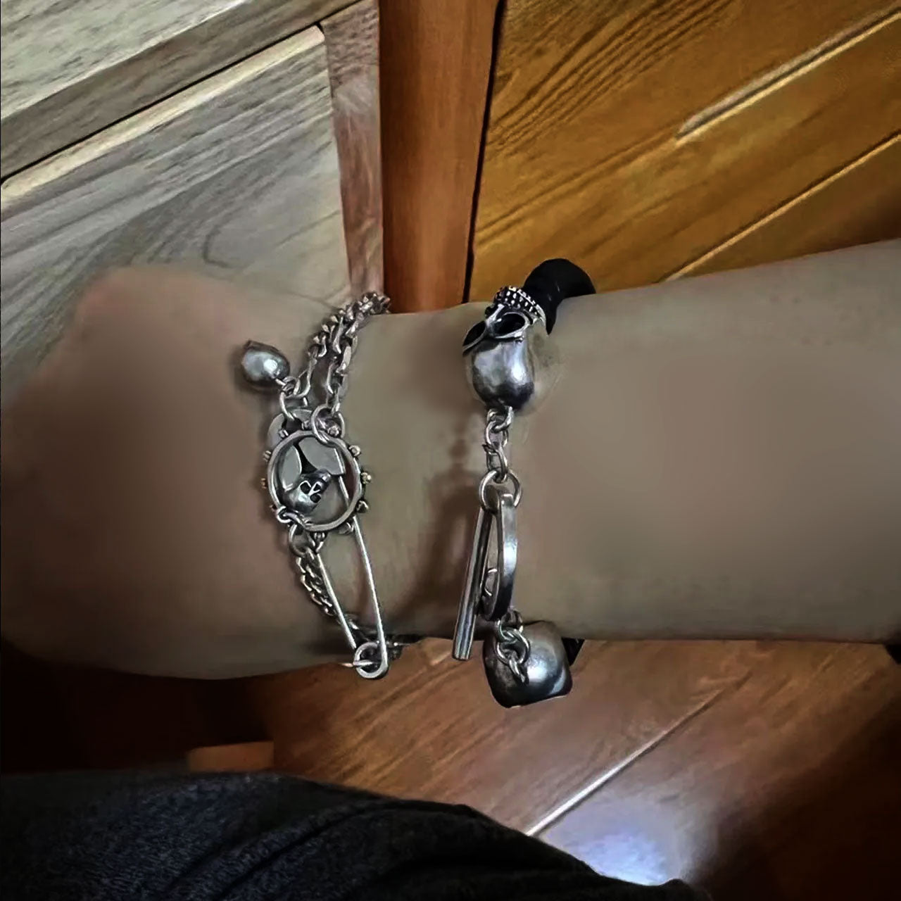 Skull and Paper Clip Double Layer Bracelet. Badass gifts for badass. Badass birthday gifts. Badass Christmas gifts for badasses. Badass skull accessories. Valentine gifts for him. Anniversary gift for him. Anniversary gift for my badass husband. Badass Birthday gift for my badass boyfriend. Badass Birthday gift for my badass husband.