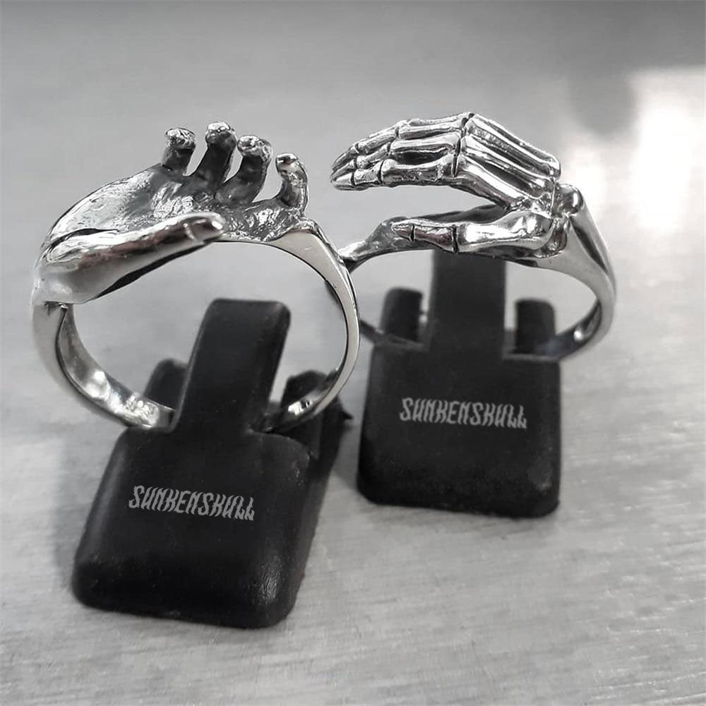 2 in 1 Unique Friendship Skeleton Puzzle Rings. Skull ring for him. Badass gifts for badass. Badass birthday gifts. Badass Christmas gifts for badasses. Badass biker skull ring. Badass Biker skull jewelry. Badass skull jewelry. Badass skull accessories. Valentine gifts for him. Anniversary gift for him. Anniversary gift for my badass husband. Badass Birthday gift for my badass boyfriend. Badass Birthday gift for my badass husband.