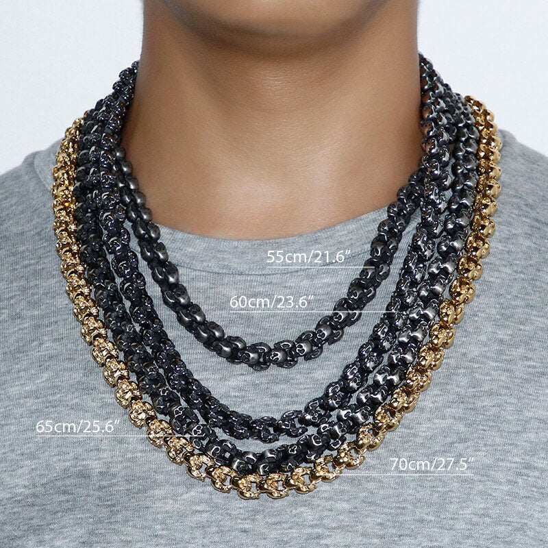 Heavy Solid Stainless Steel Skull Necklace For Men