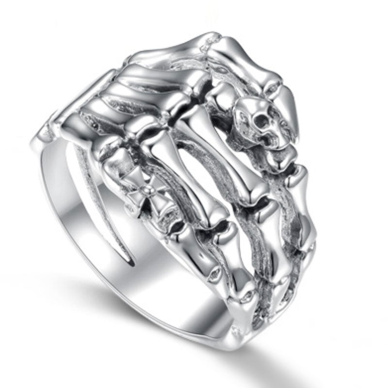 925 Sterling Silver Ghost Hand Skull Ring