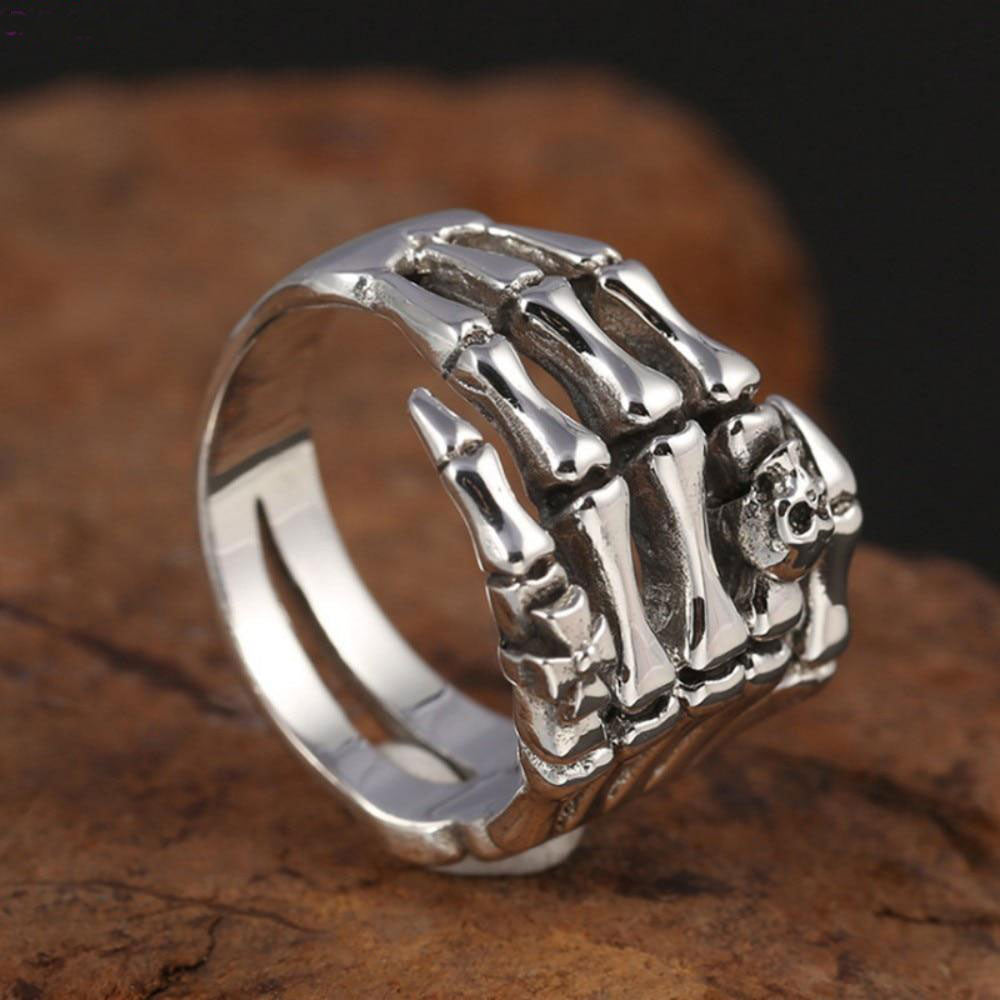 925 Sterling Silver Ghost Hand Skull Ring