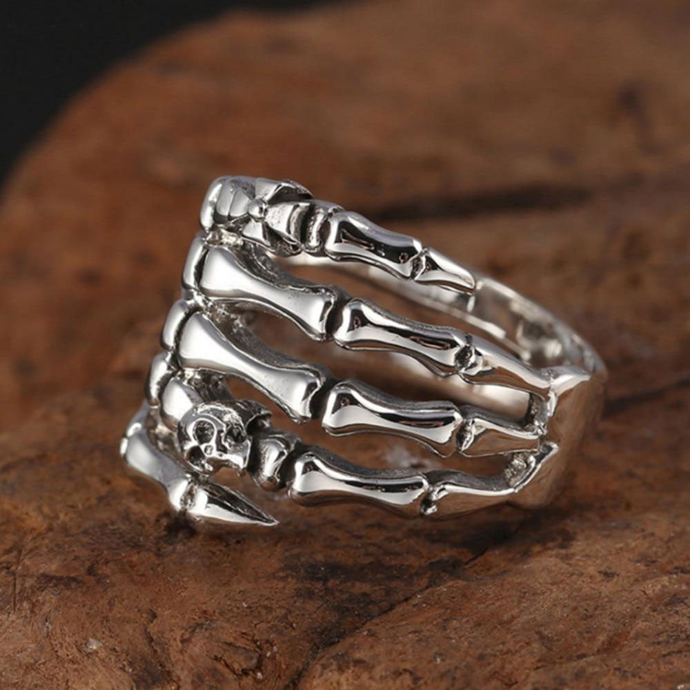 925 Sterling Silver Ghost Hand Skull Ring