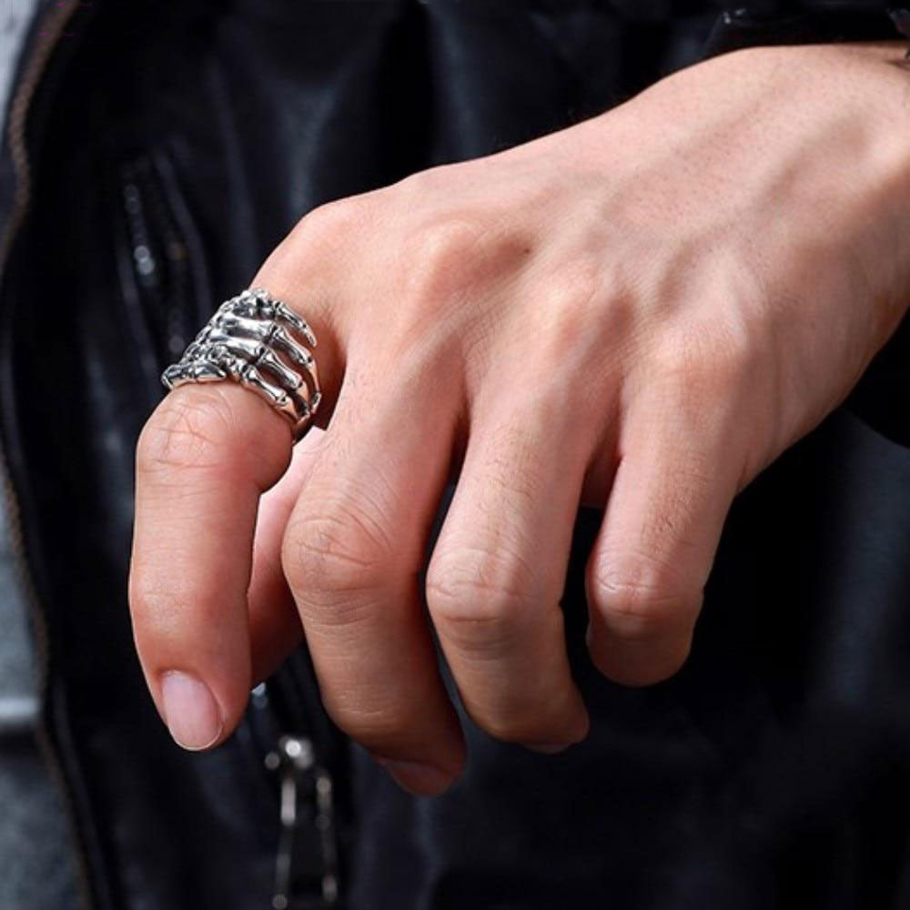 925 Sterling Silver Ghost Hand Skull Ring