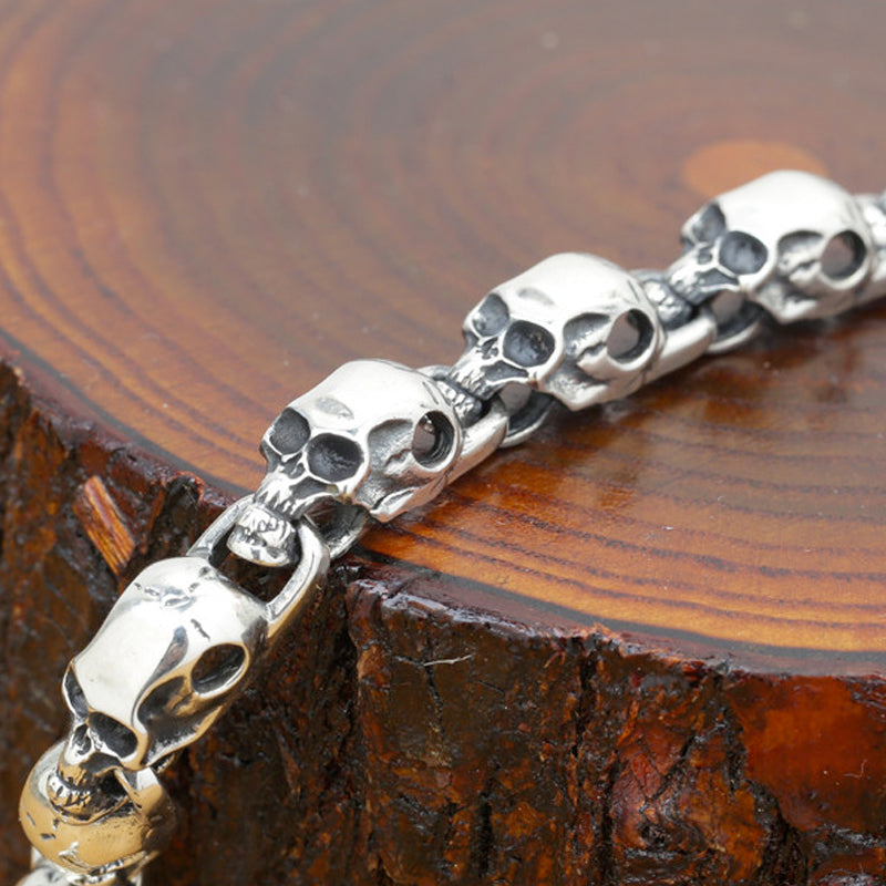 Skull Charm Handcrafted 925 Sterling Silver Skull Bracelet