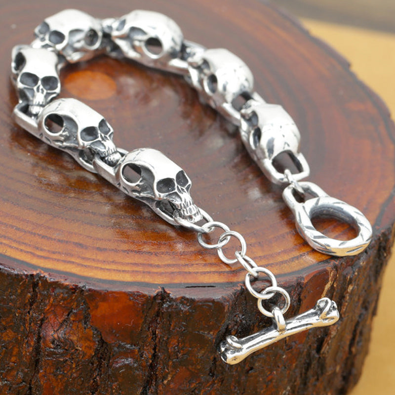 Skull Charm Handcrafted 925 Sterling Silver Skull Bracelet