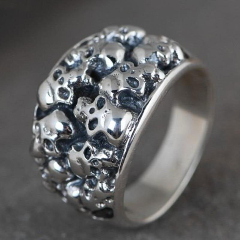 Solid 925 Sterling Silver Charm Skull Ring