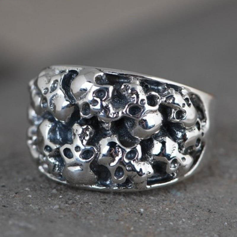 Solid 925 Sterling Silver Charm Skull Ring