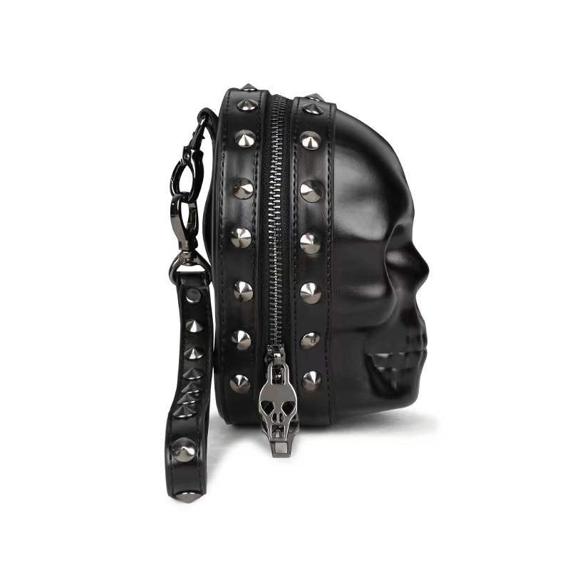 Unique Skull Head Wristlet Handbag. Gothic Skull wristlet. Badass skull accessories. badass skull handbag.