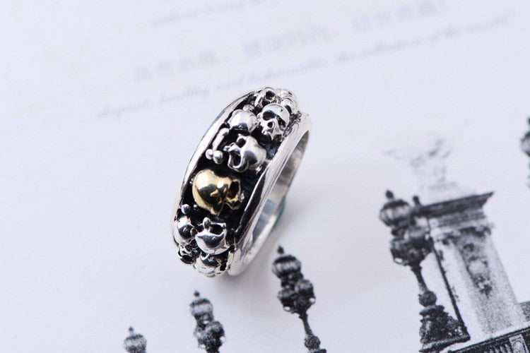 Vintage Solid S925 Sterling Silver Skull Rings for Men. badass skull rings. Badass skull jewelry. Badass skull accessories. Badass biker rings. Badass biker skull jewelry.
