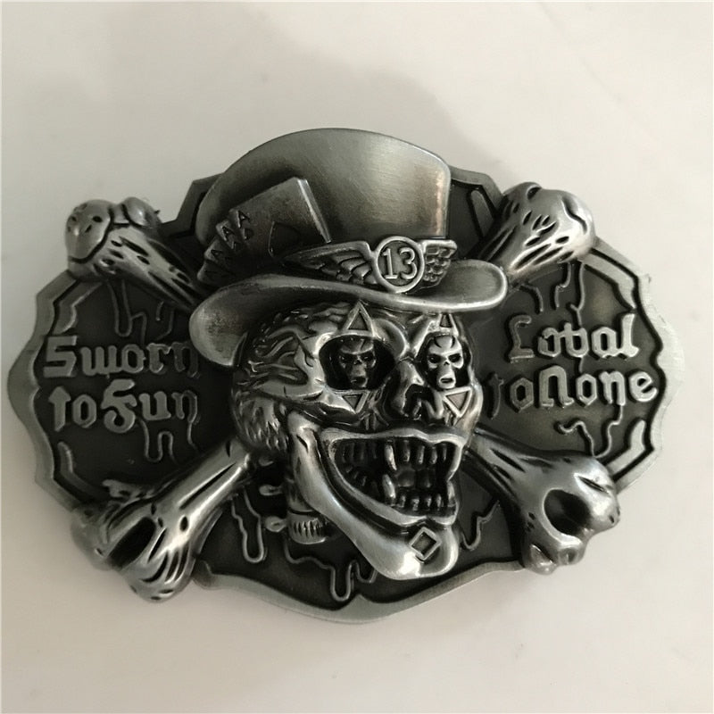 3D Silver Skull Belt Buckles for 4cm Belt
