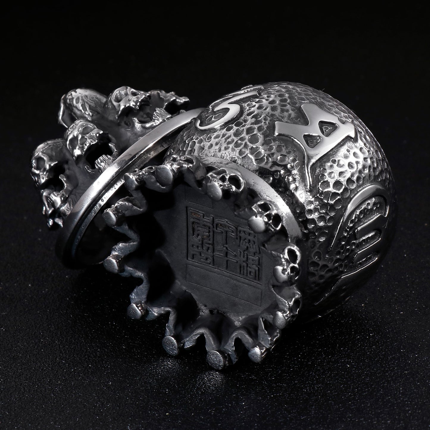 316L Stainless Steel Punk Evil Skull Mantra Ashtray, badass skull accessories badass biker accessories