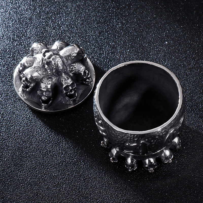316L Stainless Steel Punk Evil Skull Mantra Ashtray, badass skull accessories badass biker accessories