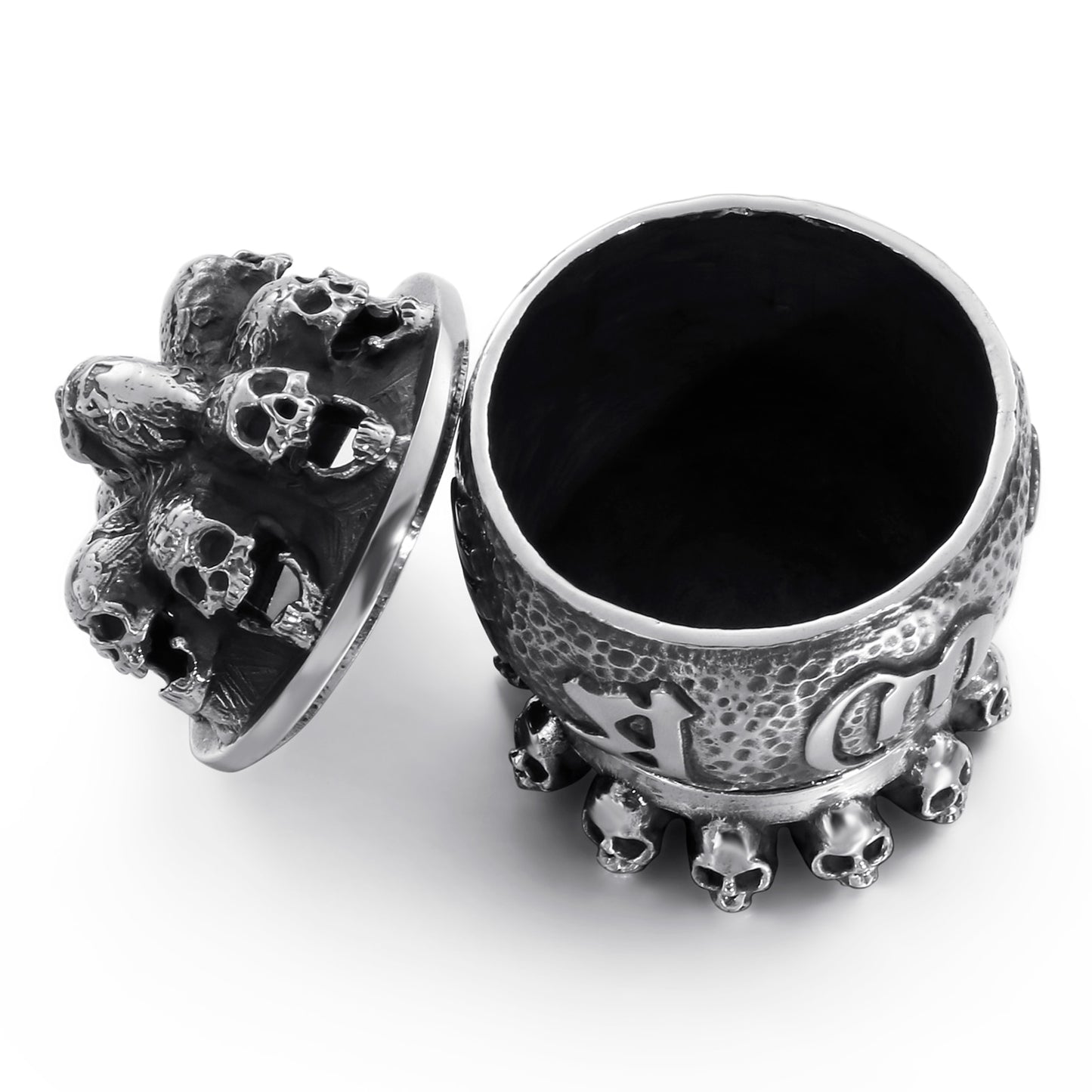 316L Stainless Steel Punk Evil Skull Mantra Ashtray, badass skull accessories badass biker accessories
