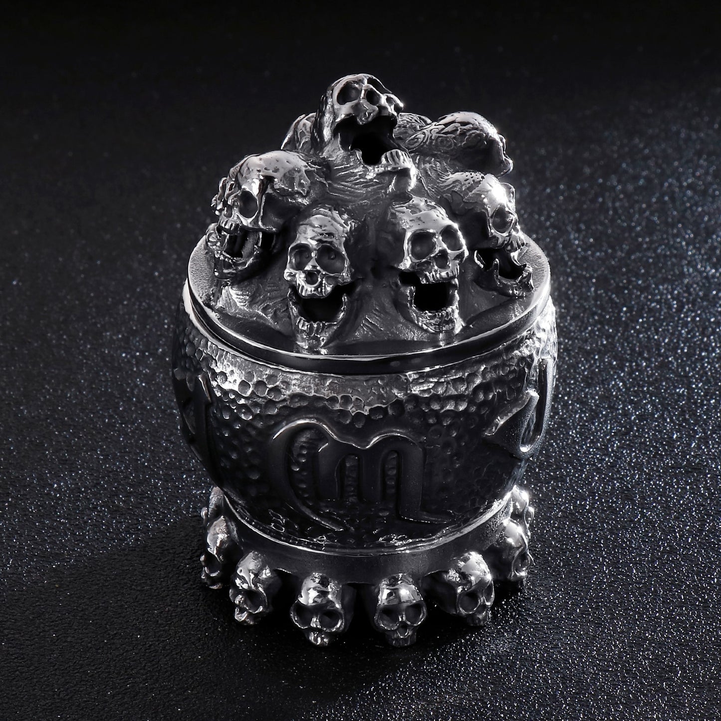 316L Stainless Steel Punk Evil Skull Mantra Ashtray, badass skull accessories badass biker accessories