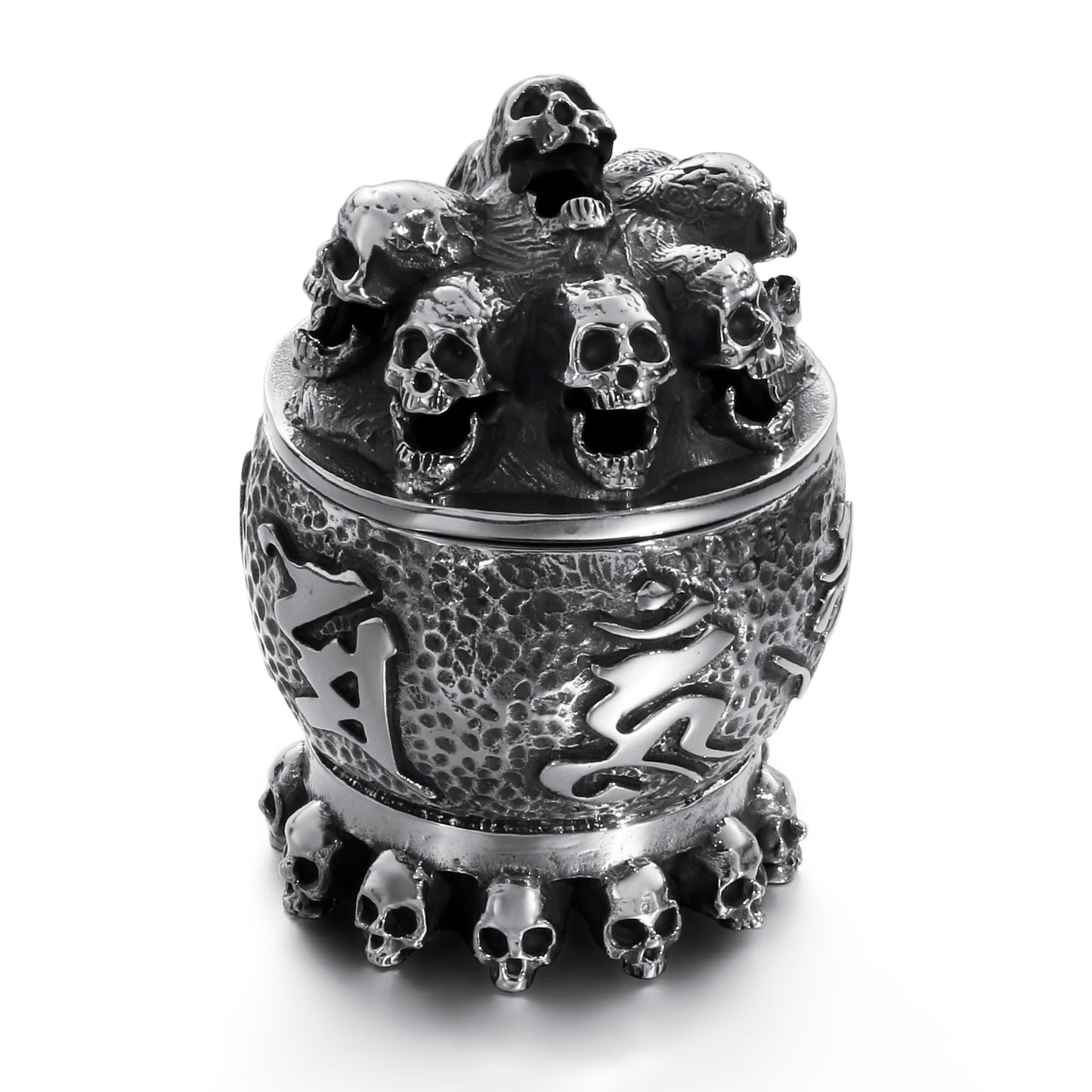 316L Stainless Steel Punk Evil Skull Mantra Ashtray, badass skull accessories badass biker accessories