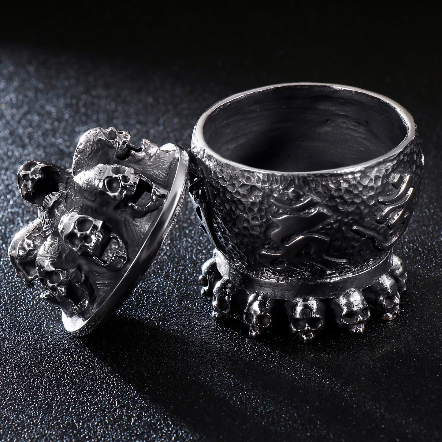 316L Stainless Steel Punk Evil Skull Mantra Ashtray, badass skull accessories badass biker accessories